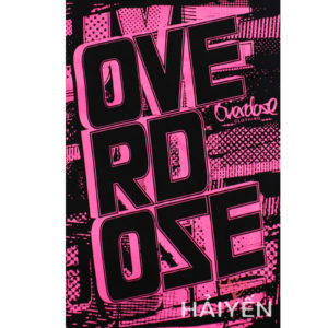 Logo Áo thun OverDose Thái Lan 3 lỗ màu đen in chữ OverDose màu hồng dâu TKT009