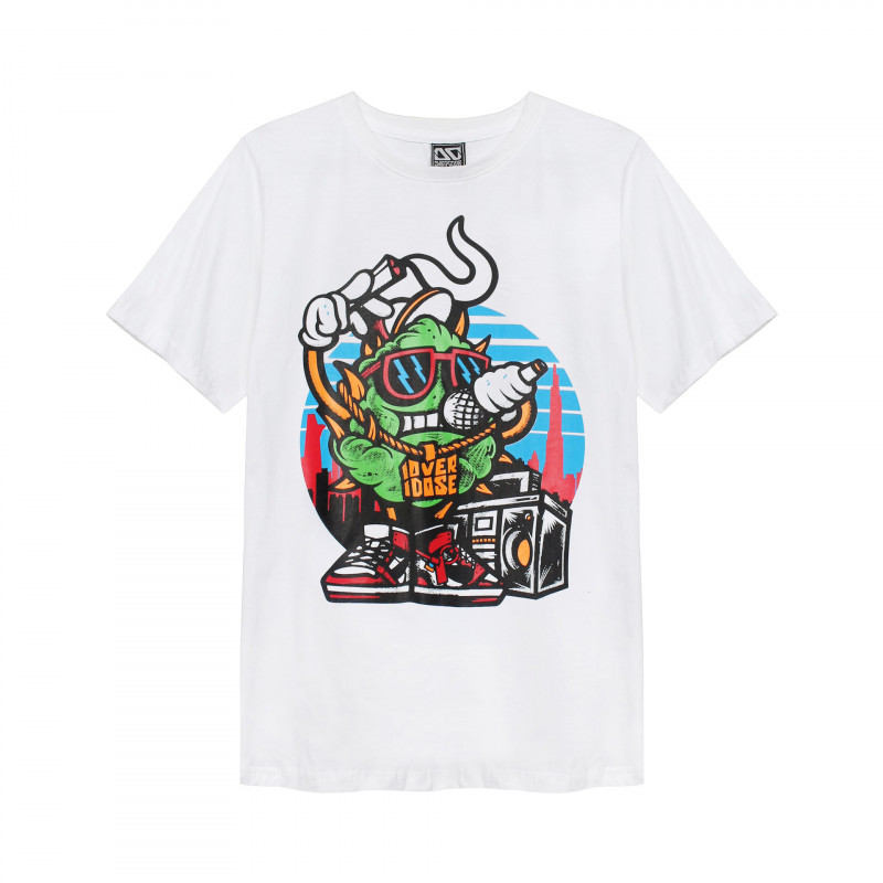 Ao thun Thai Lan mau trang in 3D cuc co xanh deo day chuyen Overdose doc Rap Hiphop T0285
