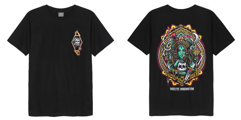 Áo thun Thái Lan Overdose in 3D logo đầu sọ trong hình thoi trên ngực trái T0287